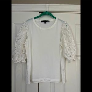 Veronica Beard t-shirt with embroidery sleeve detail